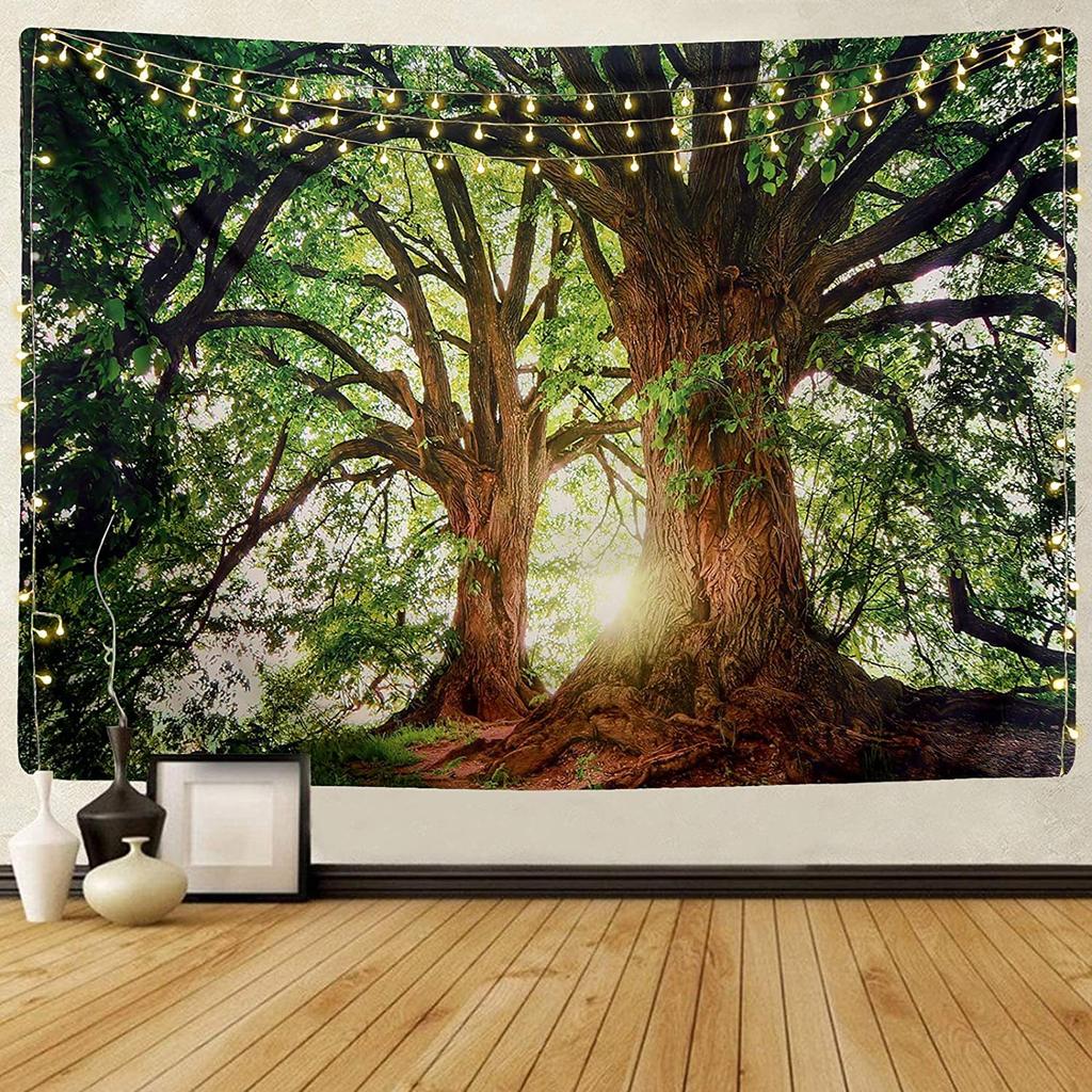 Natural Forest Tapestry Bedroom Hanging Cloth Living Room Dormitory Decoration Painting Background Cloth Home Wall Carpet Wall Hanging
