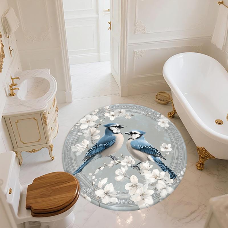 Blue Bird,Round Area Rug,Carpet Rug for Living Room Bedroom Sofa Playroom Decor,Non-slip Floor Mat