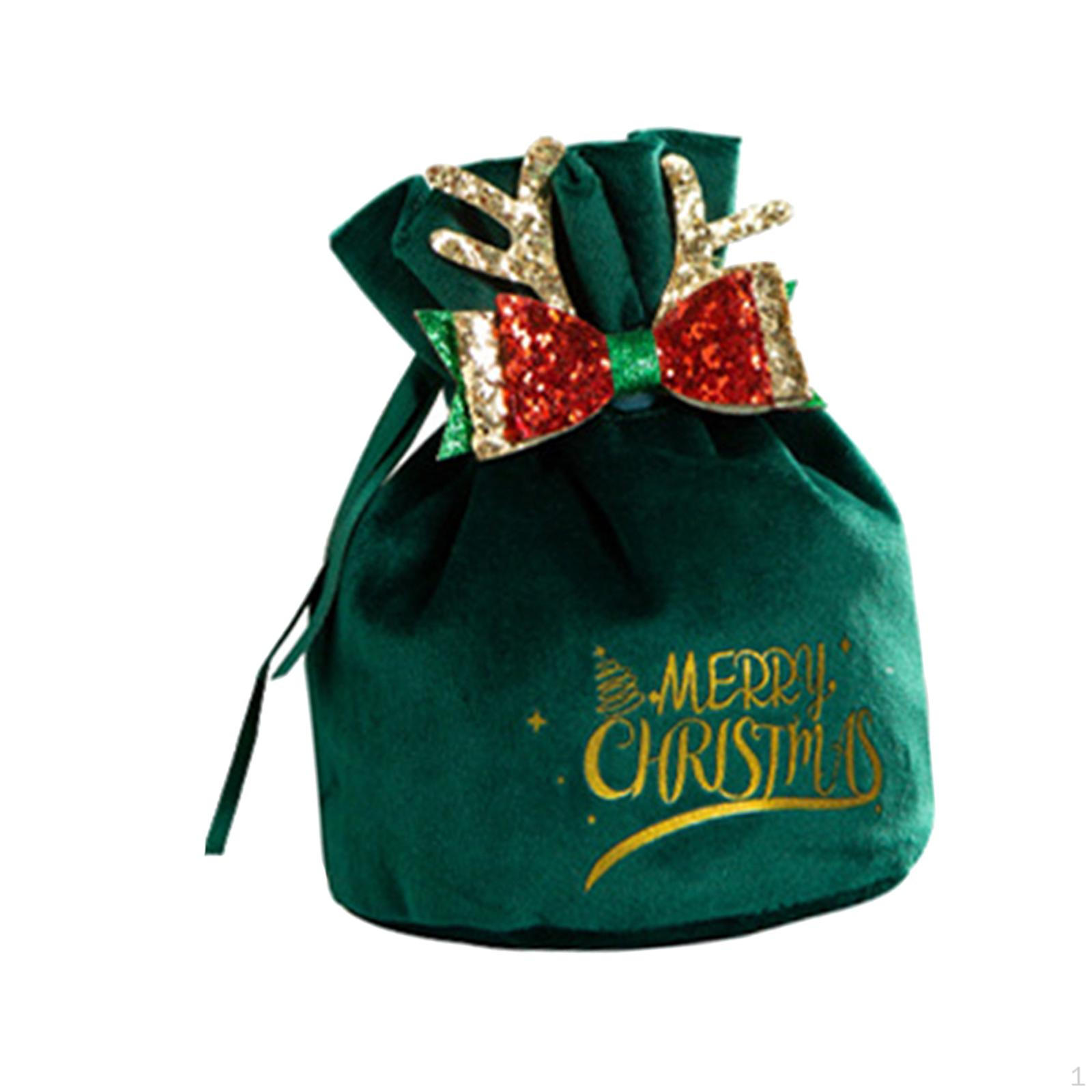 Christmas Bags, Birthday Gift Year Party Velvet Packaging Bags Small Bowknot Green