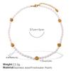 French Seaside Beach Wind Shell Gold Bean Natural Freshwater Pearl Bracelet Necklace Stainless Steel Gold-plated Set