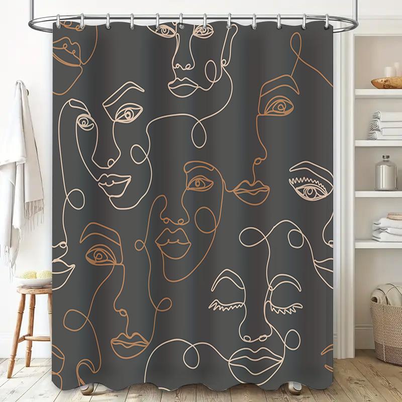 Contemporary Personality Style Face Painting Shower Curtain Bathroom Decorations Modern Artistic Decoration Home Textile