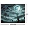 Terrifying cemetery background  full moon and tombstone  haunted Halloween scene  professional studio background