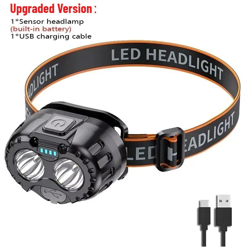 

20 Вт светодиодный налобный фонарь с датчиком жестов Водонепроницаемый, освещение без рук для работы на открытом воздухе, рыбалки, кемпинга, походов и для экстренного использования Upgraded Version-1pc