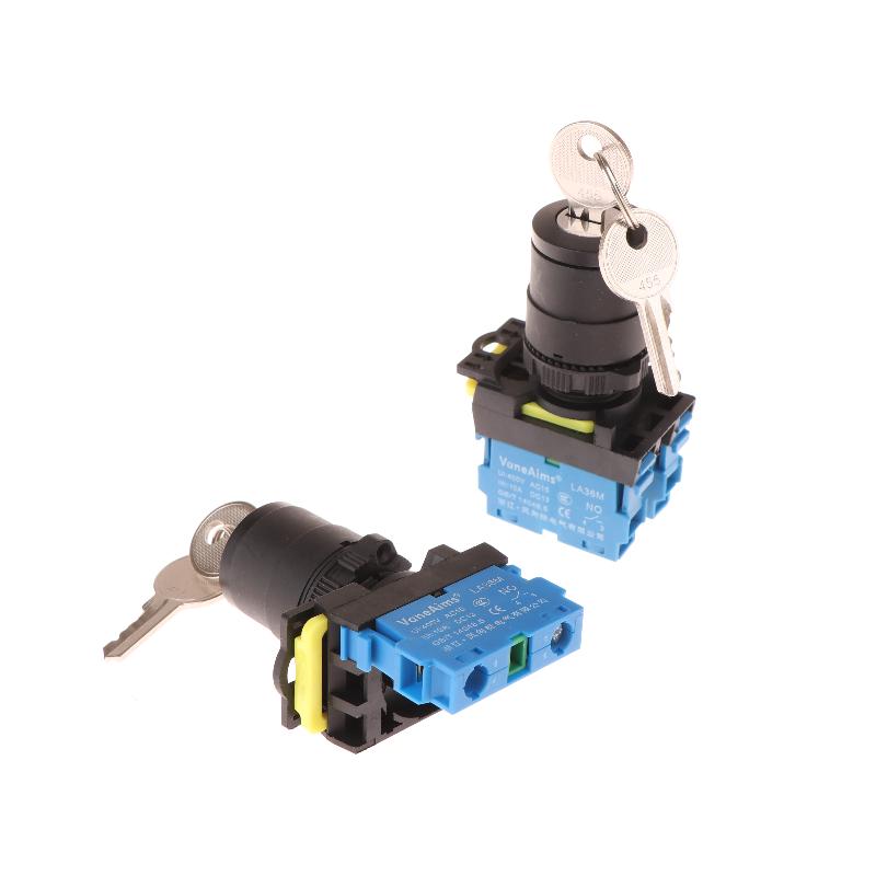 1 Set 12V 220V 10A 2/3 Position 1/2No 1/2Nc On Off Knob Button Rotary Switch Selector With Keys 22Mm La36M Key Switch