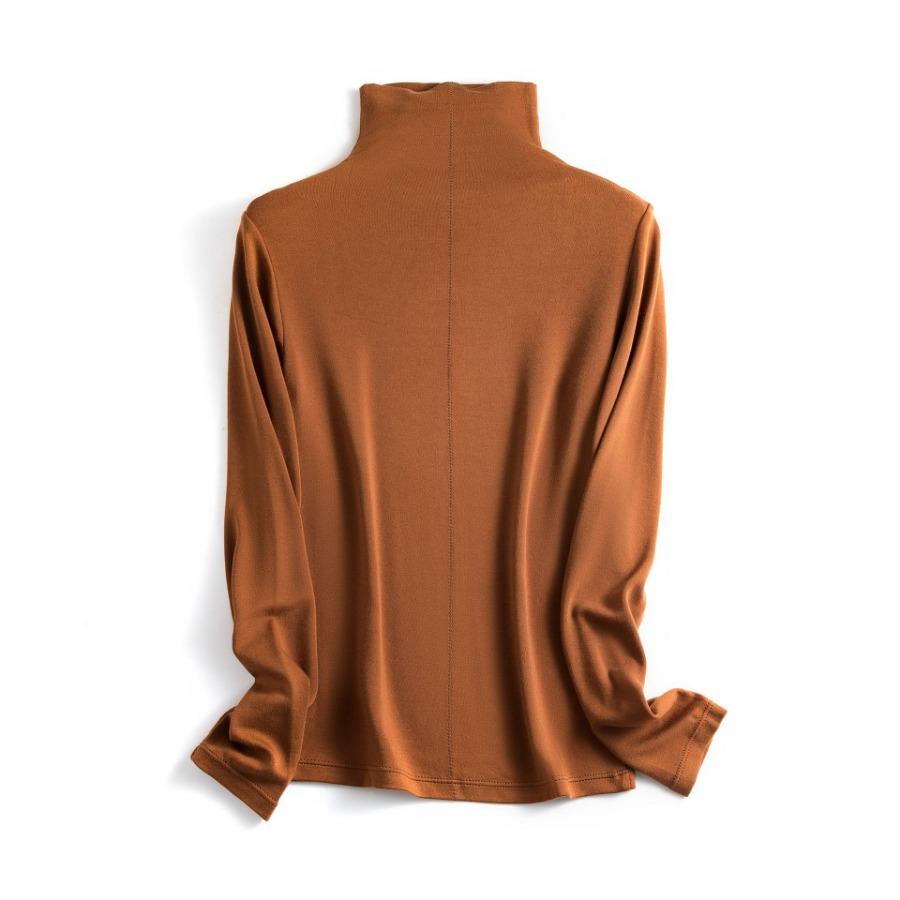 Cashmere Protein Essence Basic Shirt Women's Warm Pullover Iron Free High Collar Stacked Collar Underwear T Shirt Women