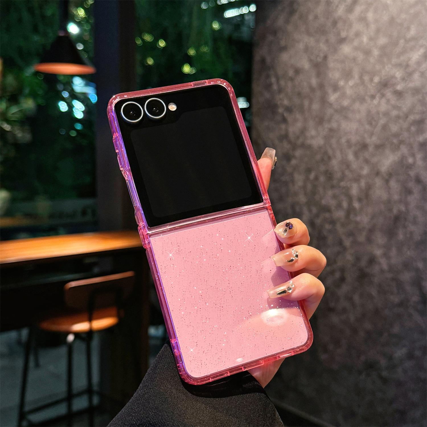 

Suitable for Samsung Z Flip7 Folding Screen Mobile Phone Case Flip6 Transparent Flash Powder Magnetic Starry Sky FLIP5 Protection Case Z Flip3