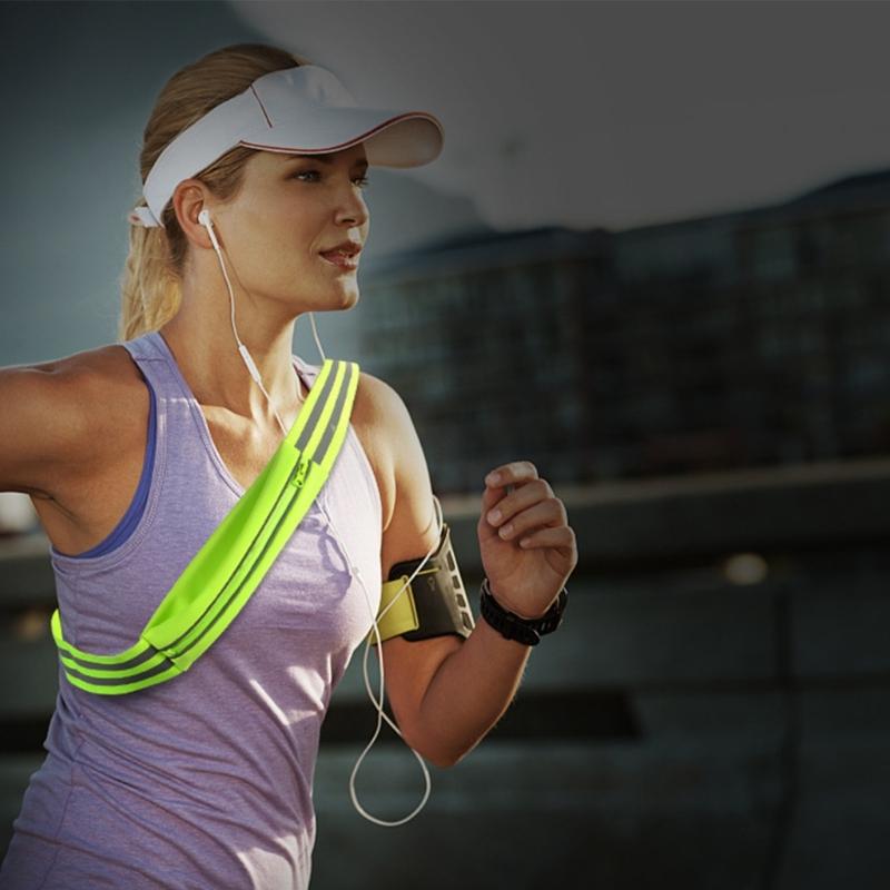 Reflective Glow Belt Be Seen and Protected During Nighttime Workouts! Reflective Waist Belt Storage Pocket Armbands