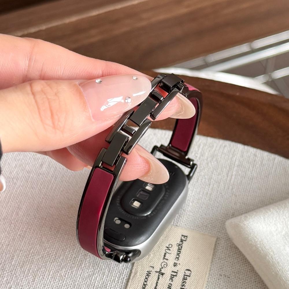 Slim Skin-Friendly Silicone Leather Cover Replacement Strap Compatible with Xiaomi Band 8/9/10