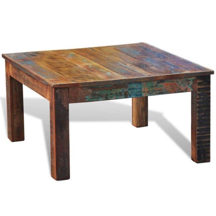 VidaXL Table basse carrée Bois de récupération