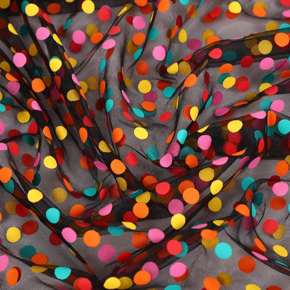 New Design Colorful Polka Dot Tulle Fabric Sheer Lightweight Mesh Fabric Soft Polyester Bouquet Wrapping Paper For Flowers