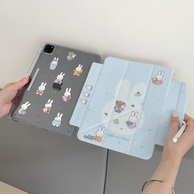 Bowknot Miffy Tablet Case IPad Pro Air Mini 7 10th Gen With Buckle Edge Sticker