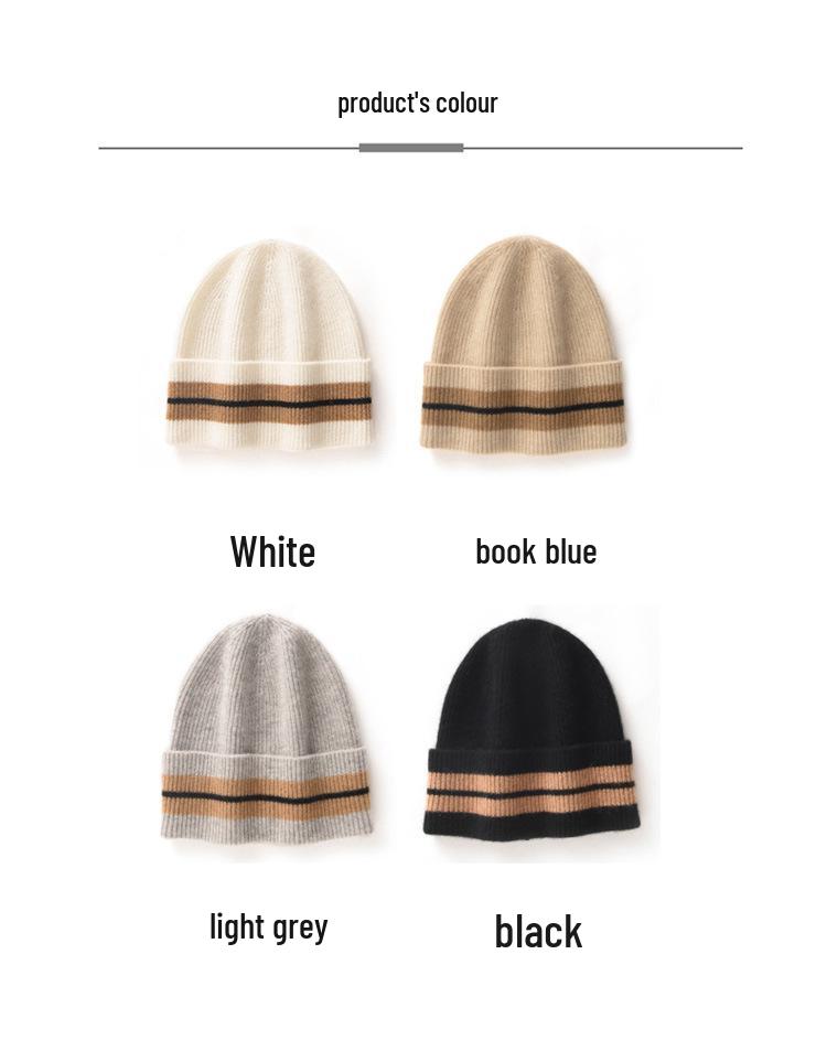 Unisex 100% Pure Cashmere Winter Beanie - Warm Knit European and American Style Slouch Hat