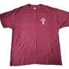 Hanes Mens XL Maroon Graphic T-Shirt Cross Dagger Knife Logo Tagless Heavyweight