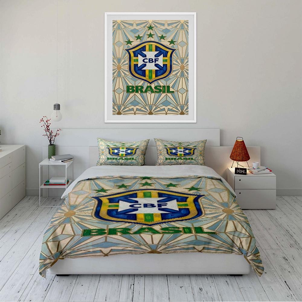 Brazil CBF Emblem Bedding Set Bedding Duvet Cover Set Duvet Cover Pillowcases Home Decor (1 * Duvet Cover 2 * Pillowcases, without duvet insert)