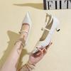 Sexy Pointed Toe Low Heels Sandals Women Fashion Patent Leather Shoes Luxury Designer Dress Elegant Female Pumps Plus Size 41 42