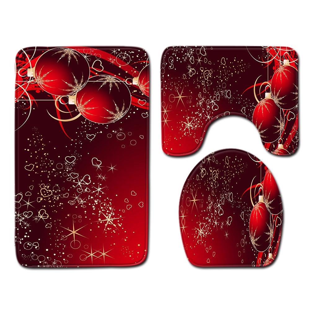 Christmas Bathroom Floor Mat Toilet Three-Piece Set