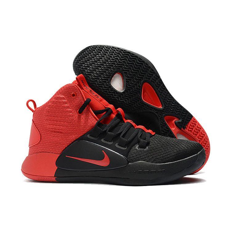 Nike Hyperdunk X Puntera Redonda Cordones Antideslizantes Ligeras Zapatillas de Baloncesto de Caña Alta para Hombre Zapatilla Negra Roja AO7890-600