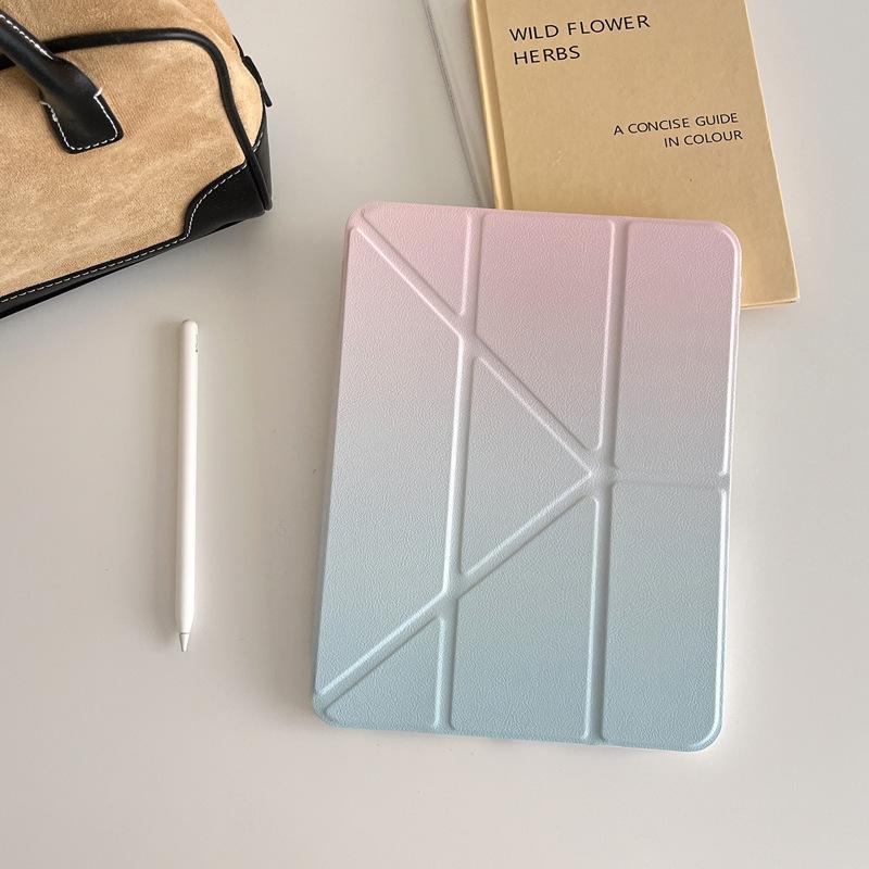 Lightweight 2025 Trendy Gradient Silicone Cover for iPad Air 4 5 6 Slim Magnetic Stand with Pencil Slot Tablet Cases