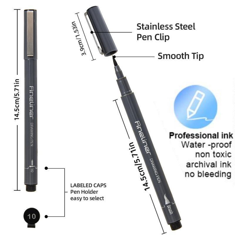 12 Stück beliebter Nagellack-Graffiti-Nadelstift-Werkzeug schnelltrocknend wasserdicht Ziehlinie Nagel handgezeichnete Linie Comic-Design Marker