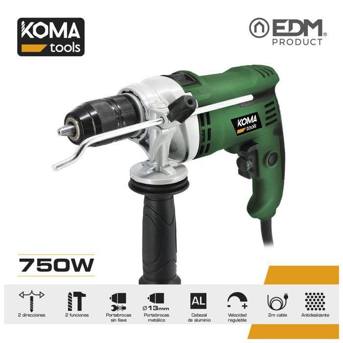 Mașină de găurit cu percuție - EDM - KOMA TOOLS - 750W - Mandrin automat 13mm - 0-3000rpm