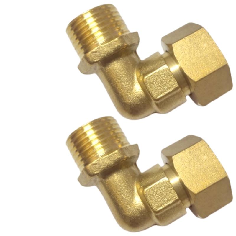 

2pcs Brass Rotary 90 Degree Elbow Connector 1/2 Threaded Joint Simple Installation for Pipe Installations & Irrigations 1