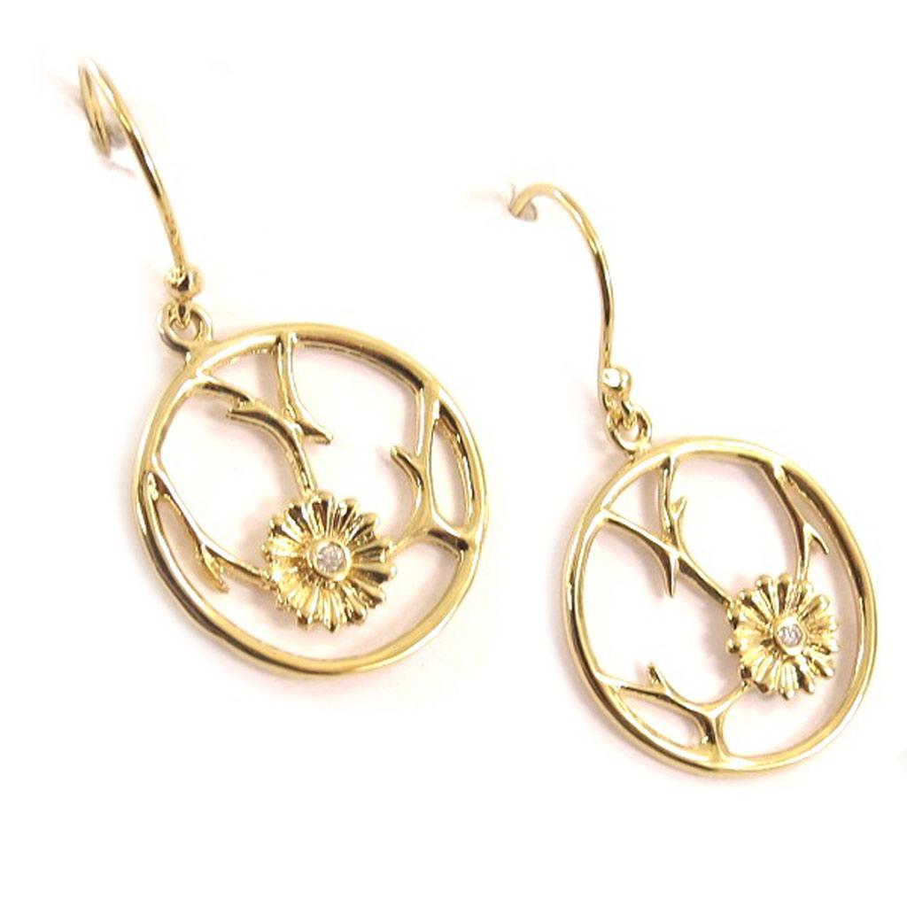 

Les Trésors De Lily [C6938] - Белые золотые позолоченные серьги Bouquet Champêtre