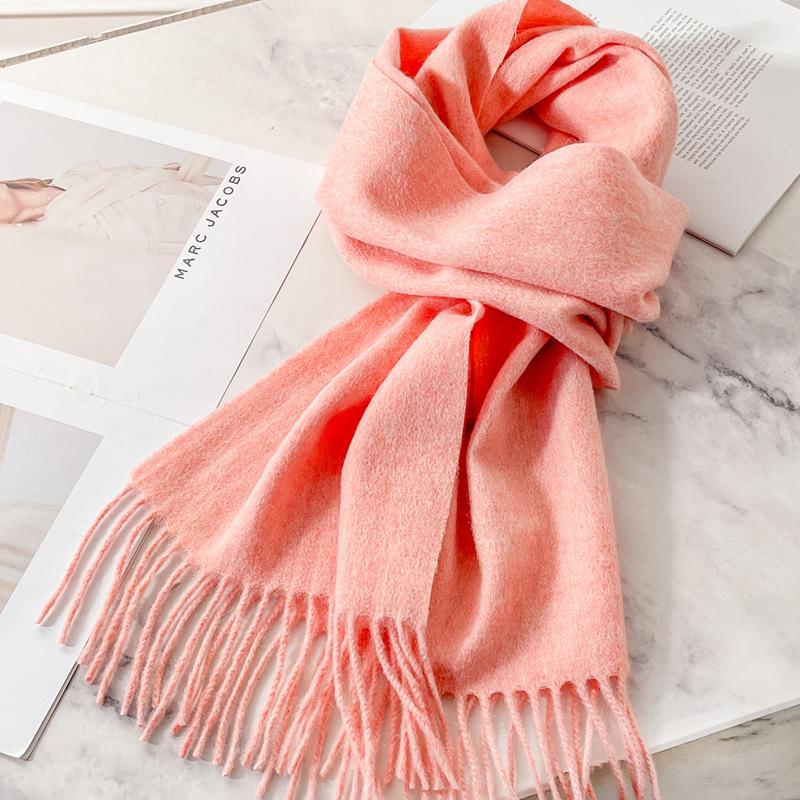 White Pure Scarf Women's Winter Korean Versatile High-end Sense Thickened Couple Scarf Dual-purpose High-end Gift