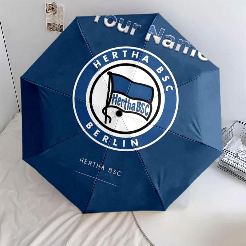 1 PC Automatic Folding Umbrella - Hertha BSC Custom Name Pattern, Portable & Foldable Design with 8 Ribs, Christmas Birthday Gifts