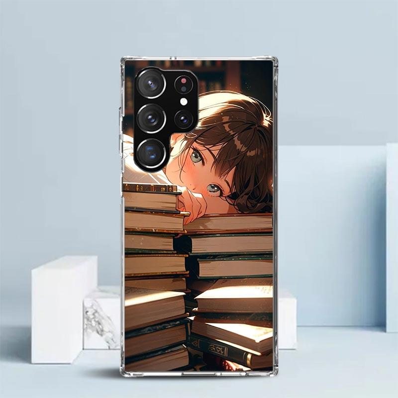 Read Books illustration Reading Soft Cover for Samsung Galaxy S25 Edge S26 S24 S23 Ultra Phone Case S22 S21 Plus S20 FE Print Pa