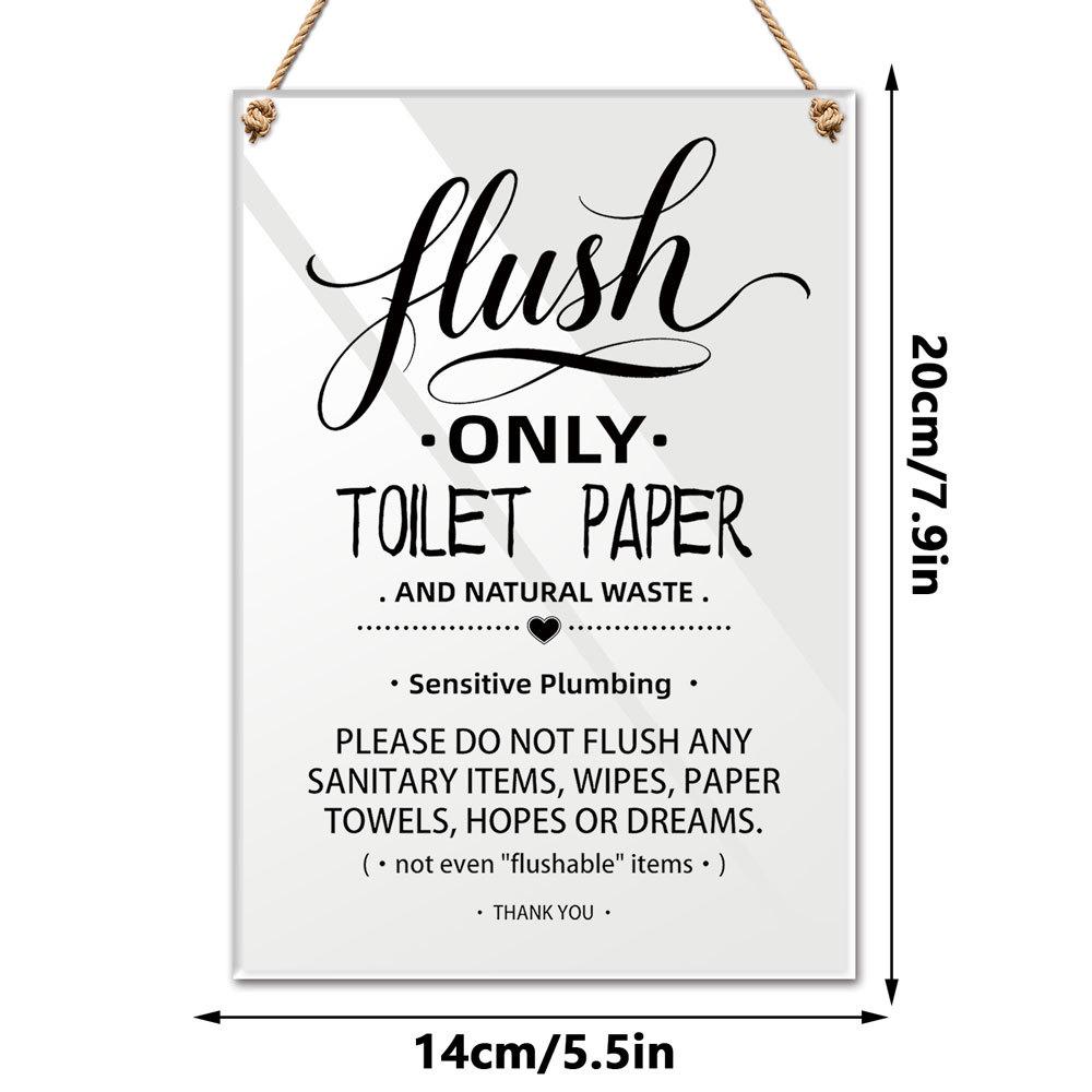 Acrylic Flush Reminder Sign for Bathroom, Hanging Sign for Bedroom, Adhesive Reminder Plate KT Board Packaging