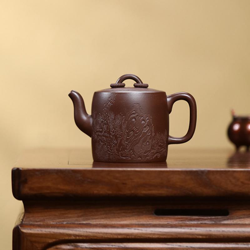 

190ml Tradition Yixing Purple Clay Teapot Handmade Household Tea Pot Hand-carved Beauty Kettle Chinese Raw Ore Zisha Teaware