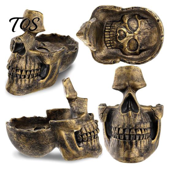 Distressed Skull Ornament Resin Multifunctional Storage Tray, Gothic Eyeglasses Holder Jewelry Organizer for Unique Eyeglass Keys Coins Trinkets,