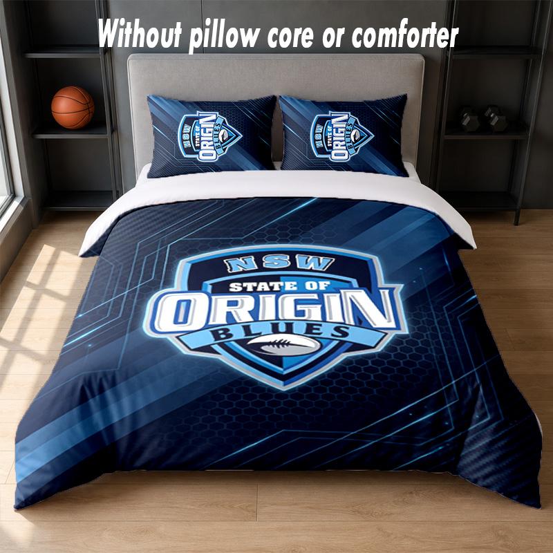 NSW Blues Design Bed Bedding Set 1 Duvet Cover + 2 Pillowcases Soft Breathable Household Bed Linens