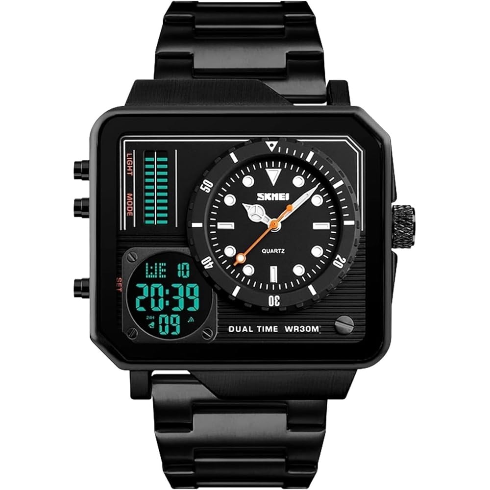 Waterproof Watch Watch Men s Digital Sports Watch LED Square Large Face Analog Quartz Wristwatch ...