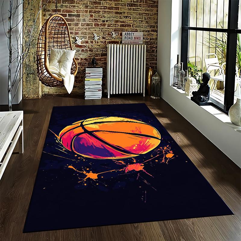 Colorful Basketball Theme Carpet for Bedroom or Living Room Decor Suitable for Use As an Anti-slip for Living Room Bedroom Sofas