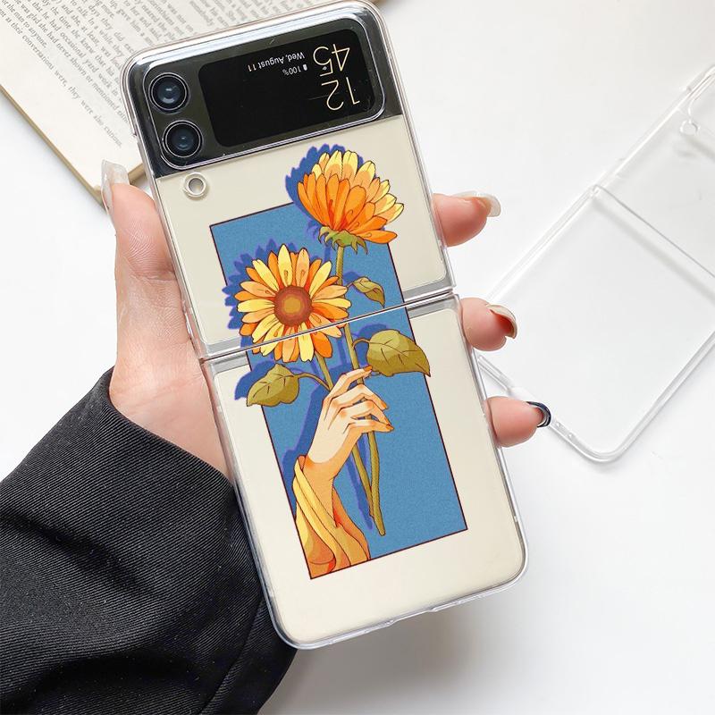 Cute Cartoon Candy Painted Fashion Phone Case For Samsung Galaxy Z Flip 3 4 5 6 7 Hard Folding Z Flip4 Clear PC Cover Gift
