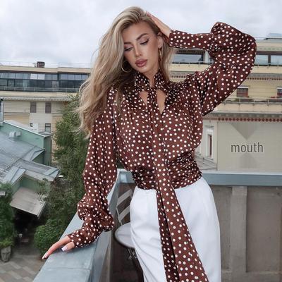 French Elegant Polka Dot Hollow Long Sleeve Women's Retro Style Casual Top