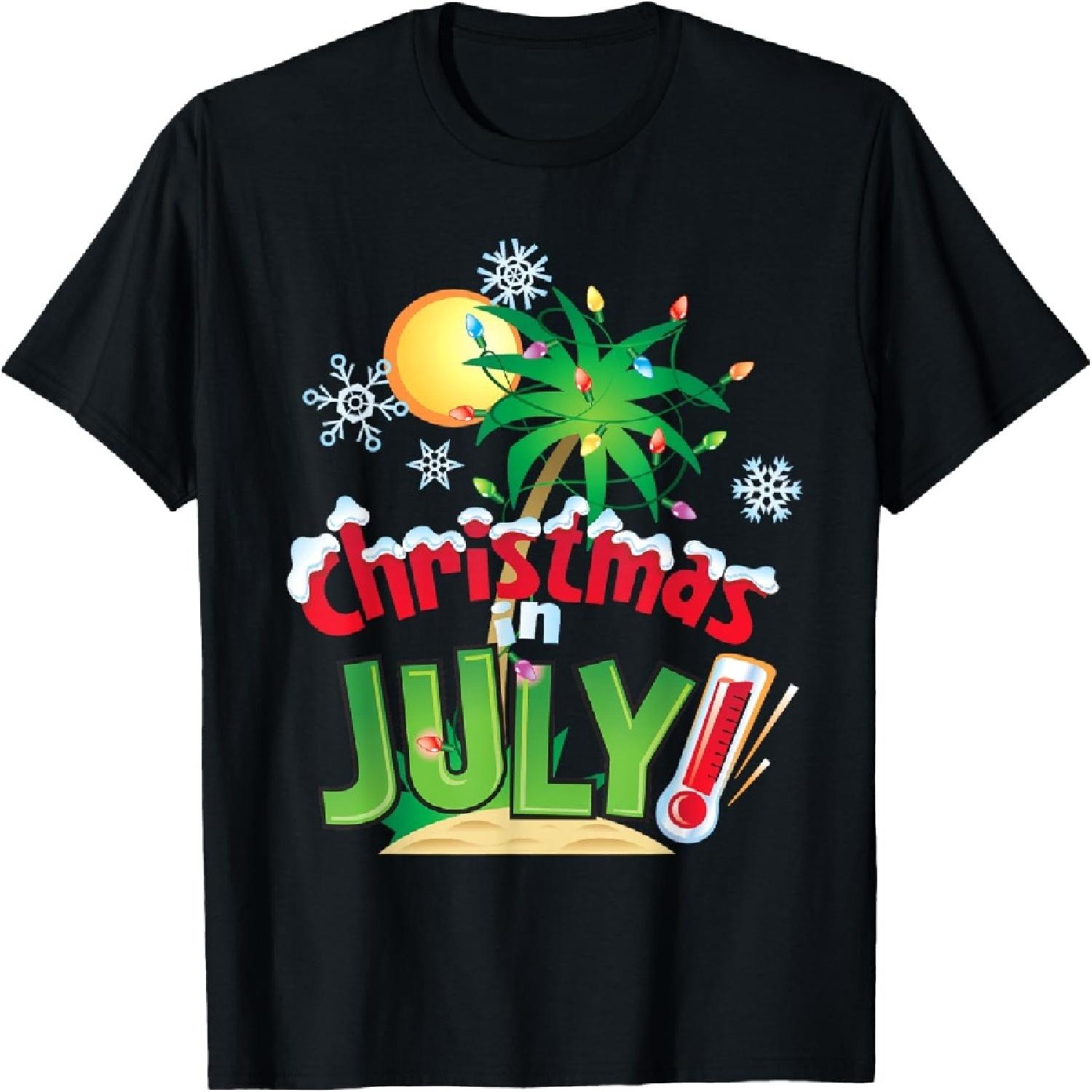 Funny Christmas in July Shirt Summer Beach Vacation Xmas Men Women Kids T-Shirt XXXXXL разноцветный