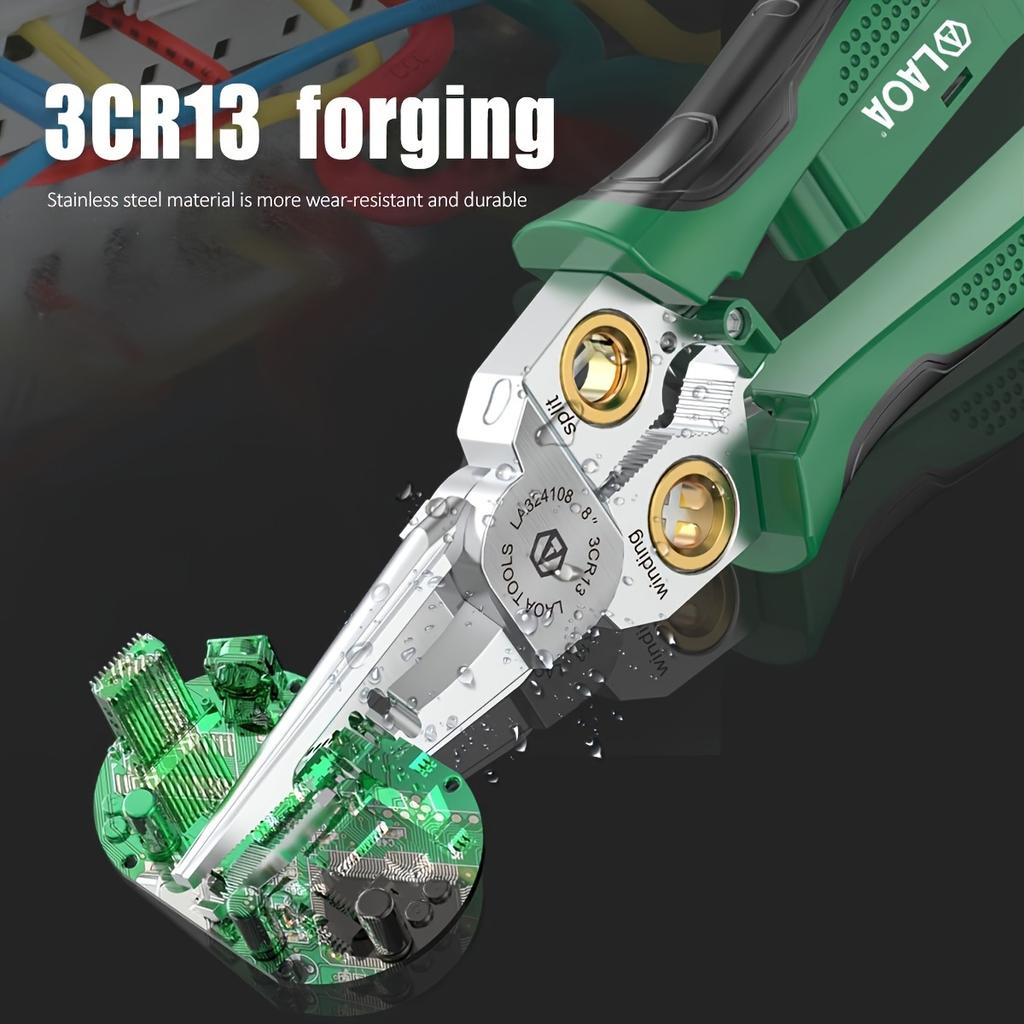 Electrician‘s Plier 8-in-1 Multi-Functional Wire Stripper Scissors With Electrical Test Non-slip Wire Stripping Pliers