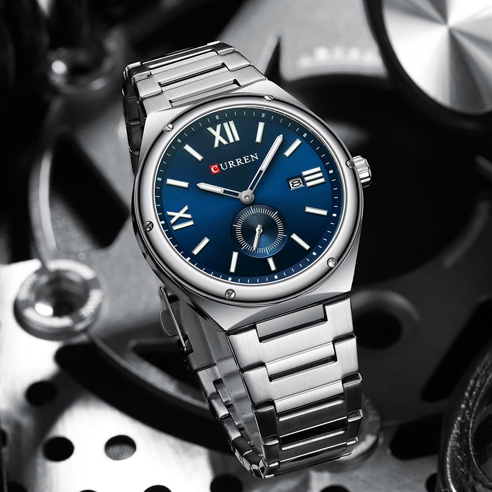 CURREN 8471 Men's Waterproof Quartz Sports Watch with Steel Band and Calendar