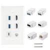 Decorative Wall Panel 6 Port HDTV USB3.0 Type C CAT6 Keystone Port RJ45 6 Port White Decorative Face Panel for Wall