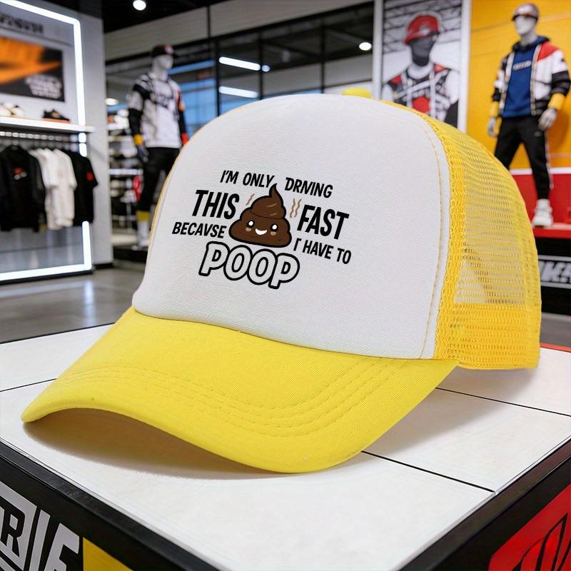 Funny Poop Graphic Trucker Hat Adjustable Mesh Breathable Sunshade Baseball Cap for Unisex