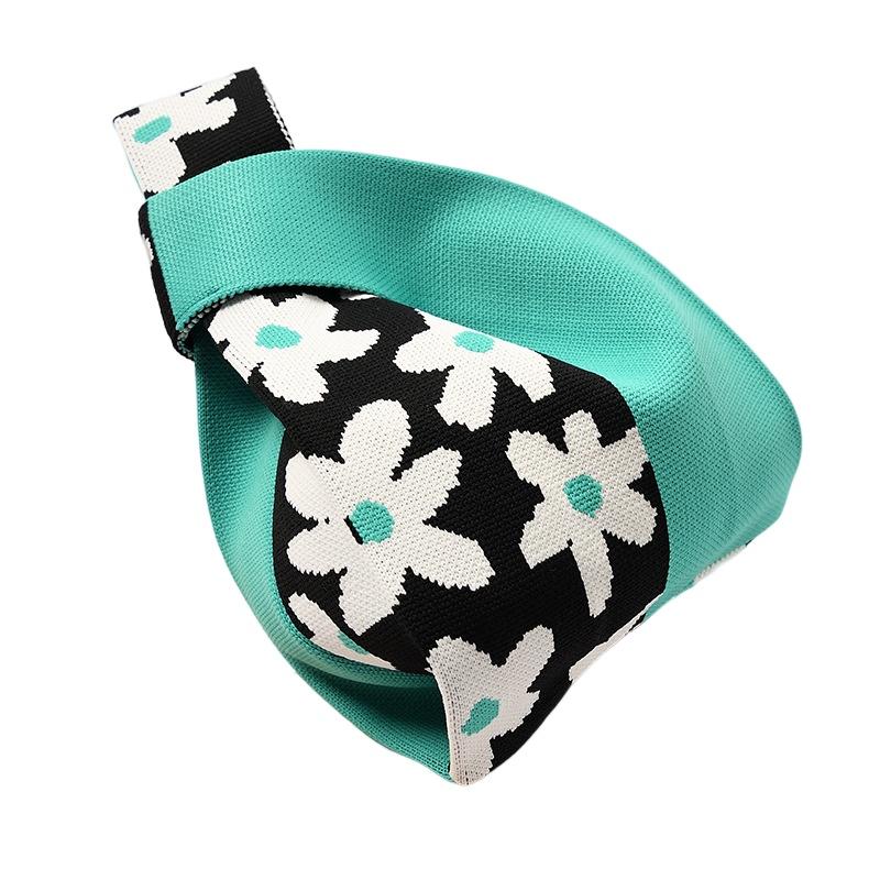 Durable Polyester Fabric Knitted Handheld Bag In 10 Colors For Women