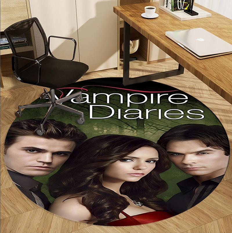 The Vampire Diaries Pattern Round Rug, Indoor/Outdoor Mat, for Picnic, Gameroom, Bedroom, Office, Living Room, Home Decor Carpet, Birthday Gift