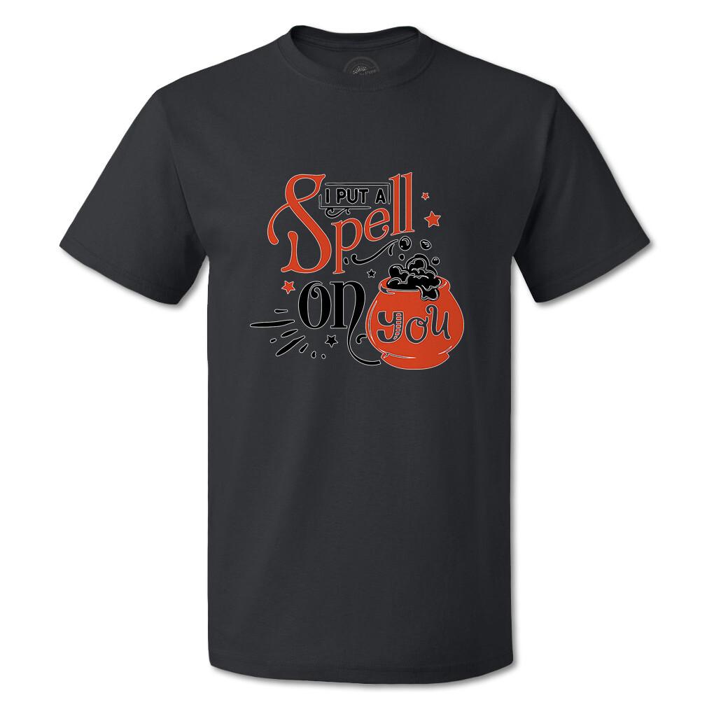 Funny Graphic T Shirts I Put A Spell on You Witch Potion Pot Cotton Broom Top XL