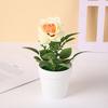 Artificial Potted Rose Desktop Faux Rose Bonsai Reusable Artificial Rose in Flower Pot for Home Office Decor Photography Prop