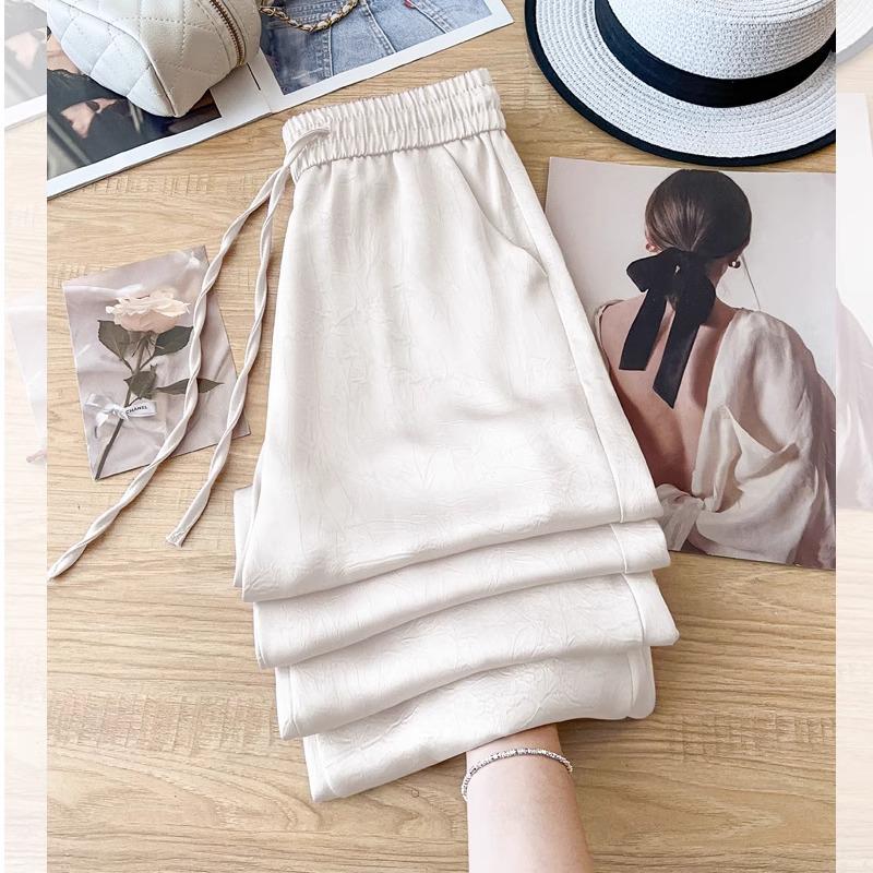 Pink Printed Wide-Leg Pants for Women - Spring/Summer 2025: Comfortable, Versatile, Sun Protection, Casual Style