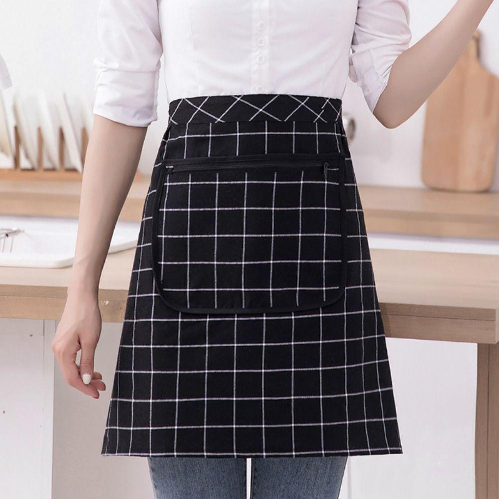 Bavlněná kuchyňská zástěra, prodyšná, do půli pasu, jednoduchá pracovní zástěra, domácí kuchyně