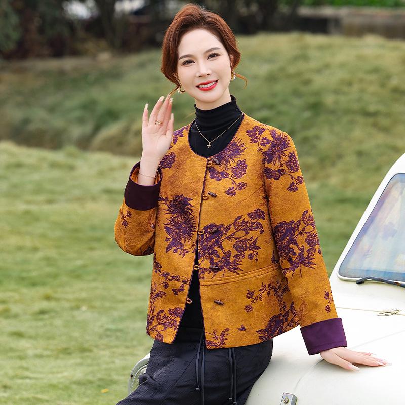 Spring & Autumn Chinese-Style Jacket for Middle-Aged and Elderly Women - Lightweight and Stylish Top for Moms and Grandmas
