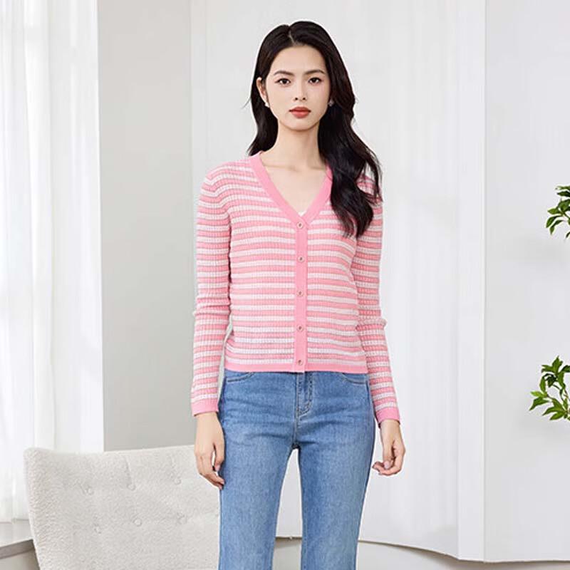 JESSIE Women's Striped V-Neck Knit Top